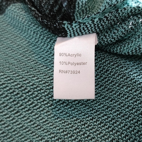 Ming Wang Full Zip Jacket Cardigan 3/4 Sleeves Mature Mint Green Black XL - Picture 12 of 13